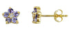 ESTATE .65CT DIAMOND & AAA TANZANITE 14K YELLOW GOLD 3D FLOWER STUD EARRINGS