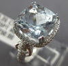ESTATE LARGE 3.55CT DIAMOND & AAA AQUAMARINE 14K WHITE GOLD HALO ENGAGEMENT RING