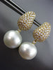 LARGE 2.50CT DIAMOND & AAA SOUTH SEA PEARL 18KT YELLOW GOLD HANGING EARRINGS