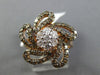 ESTATE LARGE 1.29CT DIAMOND 14K WHITE ROSE & BLACK GOLD 3D FLOWER BUTTERFLY RING
