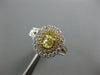 LARGE 2.49CT WHITE & FANCY YELLOW DIAMOND 18K TWO TONE GOLD HALO ENGAGEMENT RING