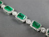 ESTATE LARGE 14.25CT DIAMOND & AAA EMERALD 18K WHITE GOLD SQUARE TENNIS BRACELET