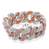 WIDE 21.8CT WHITE & PINK DIAMOND 18K ROSE & WHITE GOLD LOVE KNOT TENNIS BRACELET