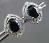 ESTATE LARGE 4.11CT DIAMOND SAPPHIRE 14K WHITE GOLD ETOILE HALO HANGING EARRINGS