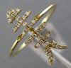 ESTATE WIDE .12CT ROUND DIAMOND 14KT YELLOW GOLD 3D LUCKY FISH SKELETON FUN RING