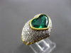 ANTIQUE PLATINUM & 18KT Y GOLD 4.55CT DIAMOND & EMERALD HEART ENGAGEMENT RING