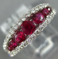 1.16CT DIAMOND & AAA RUBY 18KT WHITE GOLD 3D ROUND GRADUATING ANNIVERSARY RING