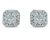 ESTATE .86CT DIAMOND 18K WHITE GOLD CLASSIC SQUARE CLUSTER OCTAGON STUD EARRINGS