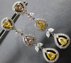 ESTATE 1.81CT WHITE & FANCY YELLOW & CHOCOLATE DIAMOND 18KT 2 TONE GOLD EARRINGS