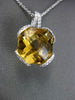 ESTATE LARGE 5.38CT DIAMOND & AAA CITRINE 14KT WHITE GOLD 3D FLOATING PENDANT