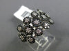 ESTATE LARGE 1.44CT DIAMOND 14KT WHITE & BLACK GOLD 3D MULTI ROW FLOWER RING