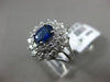 ESTATE WIDE 2.15CT DIAMOND & SAPPHIRE 18K WHITE GOLD DOUBLE HALO ENGAGEMENT RING
