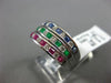 ESTATE WIDE 1.09CT DIAMOND & AAA MULTI GEM 18K WHITE GOLD CLASSIC STACKABLE RING