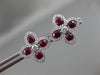 ESTATE LARGE 1.69CT DIAMOND & AAA RUBY 18K WHITE GOLD LUCKY FLOWER STUD EARRINGS