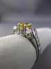 ESTATE 1.62CT DIAMOND & AAA YELLOW SAPPHIRE 18KT WHITE GOLD 3D ENGAGEMEMENT RING