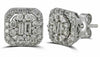 ESTATE .73CT DIAMOND 14KT WHITE GOLD 3D CLUSTER SQUARE OCTAGON STUD EARRINGS