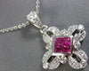 ANTIQUE .50CT DIAMOND & AAA RUBY 14KT WHITE GOLD FLOWER FILIGREE PENDANT #11718