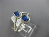 ESTATE WIDE 1.24CT DIAMOND & AAA SAPPHIRE 14K WHITE GOLD FLOWER ANNIVERSARY RING