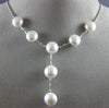 ESTATE LARGE .06CT DIAMOND & AAA PEARL 14KT WHITE GOLD CLASSIC LARIAT NECKLACE