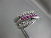 ESTATE WIDE 1.62CT DIAMOND & AAA RUBY 14KT WHITE GOLD 3D MULTI BAND X LOVE RING