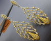 ESTATE LARGE 3.45CT WHITE & FANCY YELLOW DIAMOND 18KT 2 TONE GOLD LEAF EARRINGS