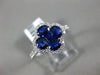 ESTATE 1.69CT DIAMOND & AAA SAPPHIRE 18K WHITE GOLD 3D 4 LEAF CLOVER FLOWER RING