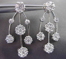 ESTATE LARGE 1.50CT DIAMOND 14KT WHITE GOLD MULTI FLOWER ETOILE HANGING EARRINGS