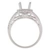 ESTATE LARGE .32CT DIAMOND 18KT WHITE GOLD HALO 2 ROW SEMI MOUNT ENGAGEMENT RING