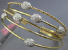 ESTATE WIDE 1.20CT DIAMOND 14K TRI COLOR GOLD OVAL CLUSTER ROPE BANGLE BRACELET