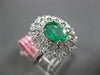 ESTATE LARGE 1.35CT DIAMOND & AAA EMERALD 18KT WHITE GOLD 3D OVAL FILIGREE RING