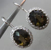 ESTATE 4.6CT DIAMOND & SMOKY TOPAZ 14K WHITE GOLD OVAL CLASSIC HANGING EARRINGS