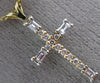 ESTATE .40CT ROUND & BAGUETTE DIAMOND 14KT TWO TONE GOLD 3D CROSS PENDANT #17003