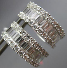 ESTATE WIDE 2.30CT DIAMOND 18KT WHITE GOLD 3D CIRCULAR HUGGIE HANGING EARRINGS