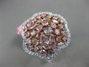 ESTATE EXTRA LARGE 2.70CT WHITE & PINK DIAMOND 18KT 2 TONE GOLD 3D FLOWER RING