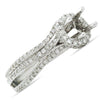 ESTATE .64CT DIAMOND 18K WHITE GOLD PAVE MILGRAIN SEMI MOUNT ENGAGEMENT RING SET