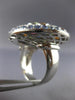 ESTATE EXTRA LARGE 5.90CT DIAMOND & MULTI COLOR SAPPHIRE 14KT WHITE GOLD 3D RING