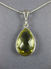 ESTATE 6CT AAA LEMON QUARTZ 14KT WHITE GOLD TEAR DROP PEAR SHAPE BEZEL PENDANT