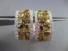 ESTATE GIA LARGE 5.82CT WHITE & FANCY INTENSE DIAMOND 18K TWO TONE GOLD EARRINGS