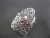 ANTIQUE LARGE 1.20CT DIAMOND 14KT WHITE GOLD 3D OVAL FILIGREE MILGRAIN RING