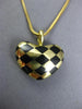 ESTATE BLACK ENAMEL 14K YELLOW GOLD CLASSIC DOUBLE SIDED HEART CHECKERED PENDANT