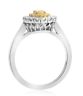 ESTATE .67CT WHITE & FANCY YELLOW DIAMOND 18KT 2 TONE GOLD HALO ENGAGEMENT RING
