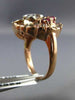 ANTIQUE LARGE .50CT DIAMOND & AAA RUBY 14K WHITE & ROSE GOLD FLOWER RING #25642