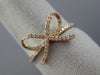 ESTATE WIDE .21CT DIAMOND 14K ROSE GOLD 3D CLASSIC OPEN BOWTIE LOVE PROMISE RING