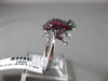 ESTATE .61CT BLACK DIAMOND AAA RUBY & AAA EMERALD 18KT WHITE GOLD 3D FROG RING