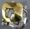 ESTATE WIDE .25CT DIAMOND 14K WHITE & YELLOW GOLD DOUBLE SQUARE ETOILE FUN RING