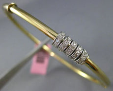 ESTATE .70CT DIAMOND 14KT WHITE & YELLOW GOLD 3D CIRCLE OF LIFE BANGLE BRACELET