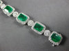 ESTATE LARGE 14.25CT DIAMOND & AAA EMERALD 18K WHITE GOLD SQUARE TENNIS BRACELET