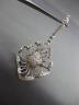 ESTATE LARGE 1.08CT DIAMOND 14K WHITE GOLD FLOWER OPEN FILIGREE HANGING EARRINGS