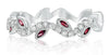 ESTATE .40CT DIAMOND & AAA RUBY 14KT WHITE GOLD SWIRL LEAF WAVE ANNIVERSARY RING
