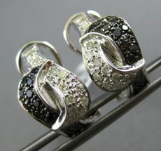 ESTATE .72CT WHITE & BLACK DIAMOND 18KT WHITE GOLD CRISS CROSS CLIP ON EARRINGS